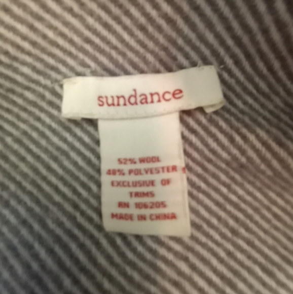 Sundance Western Gray White Striped Bohemian Luxe Classic Fringe Shawl Poncho L - Picture 6 of 6